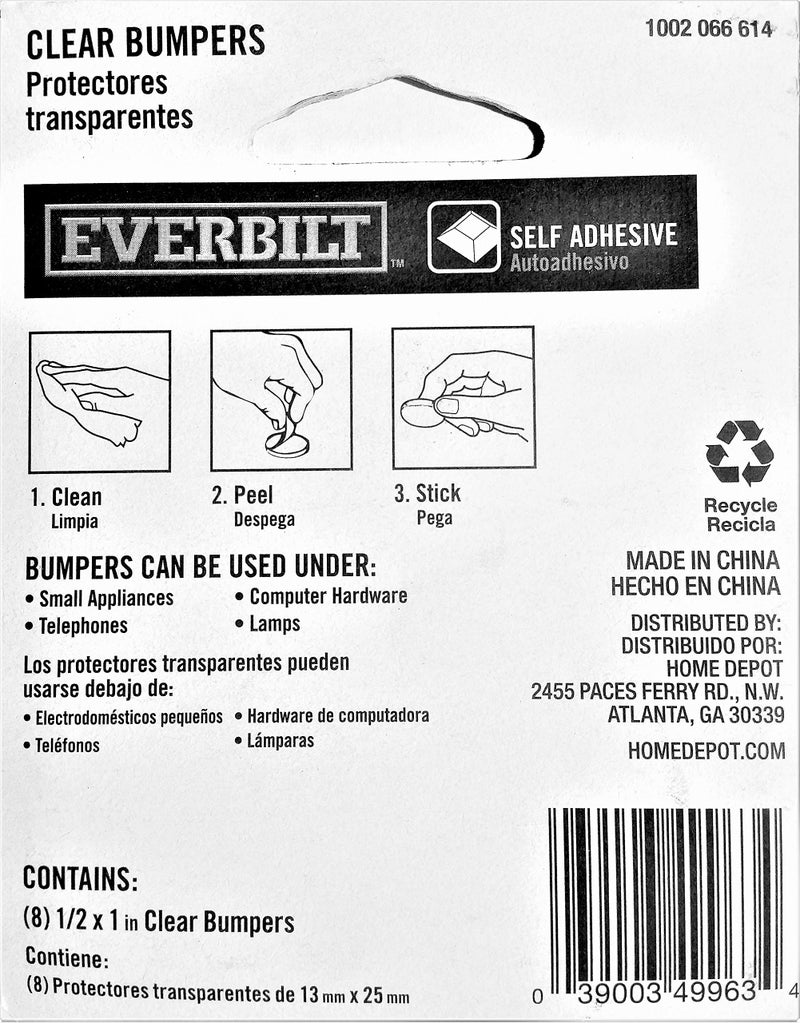 Everbilt 1/2 X 1 in. Self-Adhesive Clear Bumpers, 8-Pack - Image 2